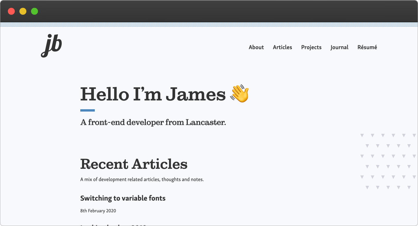 Screenshot of jamesbateson.co.uk homepage redesign